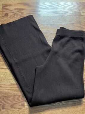 Camila Coelho Chocolate Brown Pull On Wide Leg Ribbed Sweater Pants Size S